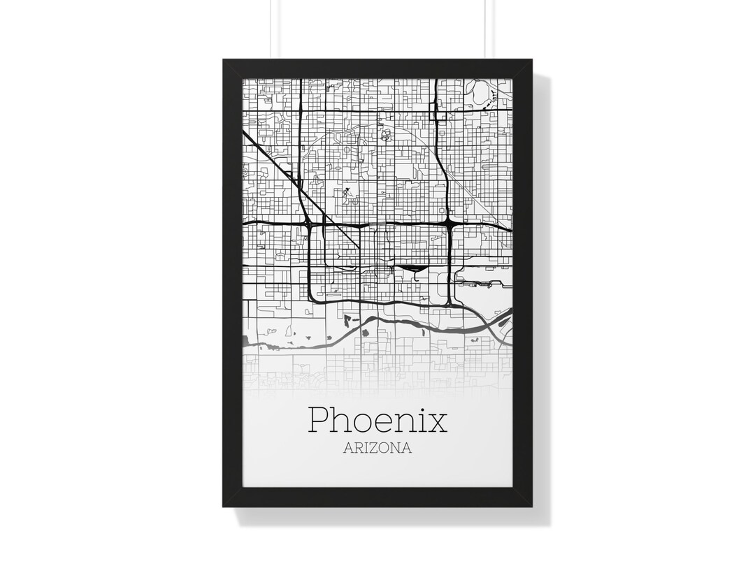 Phoenix Map Print Phoenix Arizona Map Phoenix Wall Art Etsy