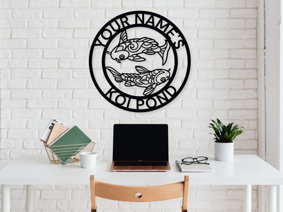 Custom Koi Pond Sign - Personalized Koi Fish Sign, Koi Fish Decor, Koi Pond Art, Koi Fish Art, Koi Pond Decor, Outdoor Koi Sign. Koi Gift