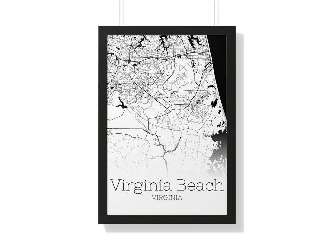 Virginia Beach Map Print Virginia Beach Wall Art Virginia Etsy