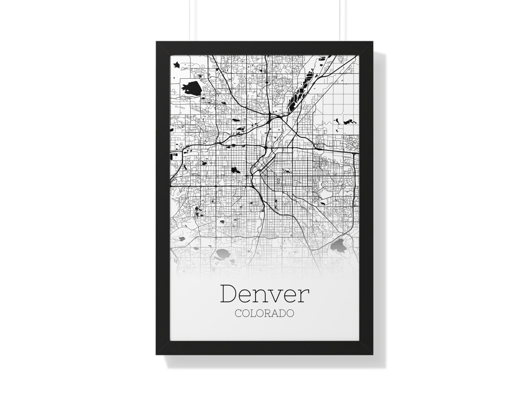 Denver Map Print Denver Colorado Map Denver Wall Art Etsy