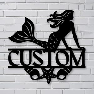 Custom Mermaid Metal Wall Art - Personalized Mermaid Sign, Nautical Decor, Beach House Numbers, Coastal Home Decor, Mermaid Lover Gift