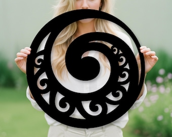 Arte mural de metal Koru: decoración maorí con espirales Koru, arte neozelandés, decoración espiritual para el hogar, regalo abstracto de metal para colgar en la pared.