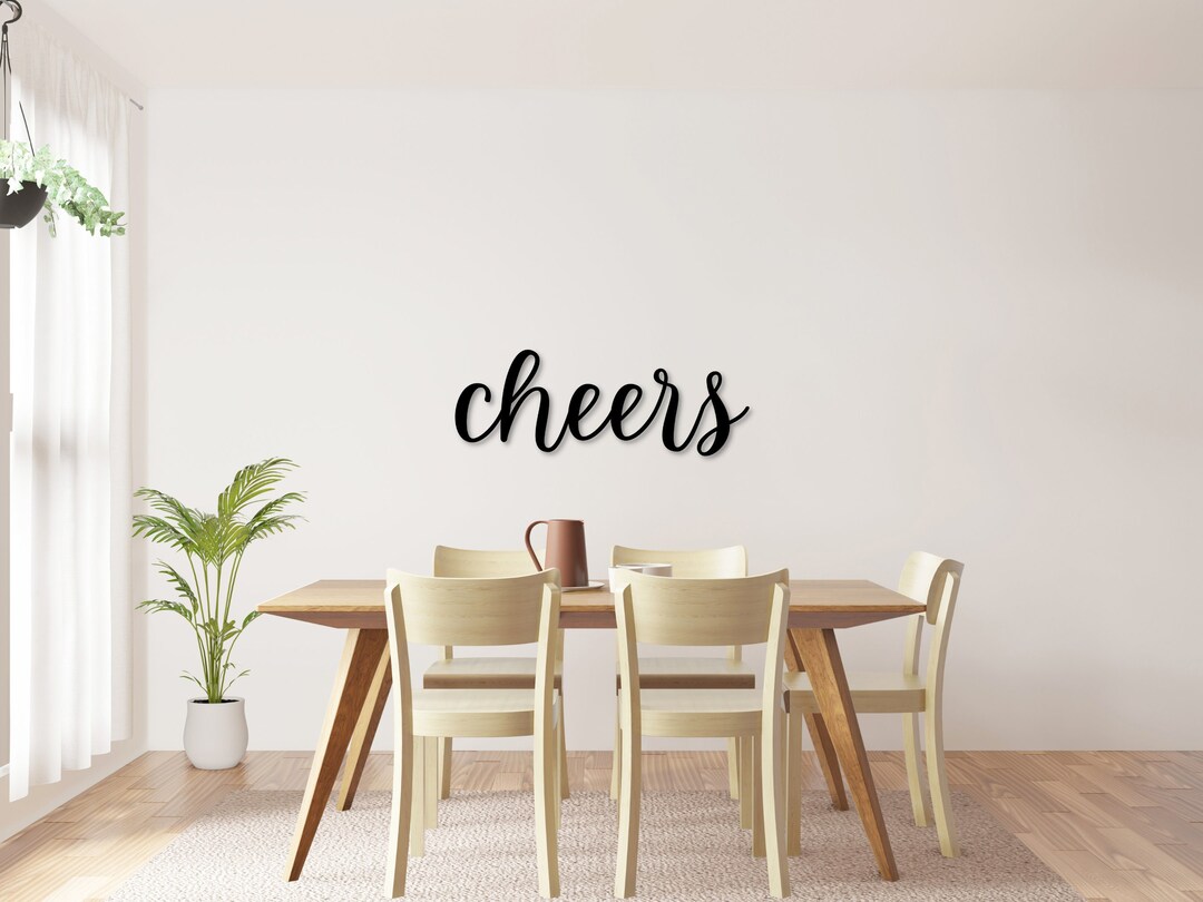 Metal Cheers Sign Metal Cursive Word Sign, Cheers Word Wall Art, Cheers