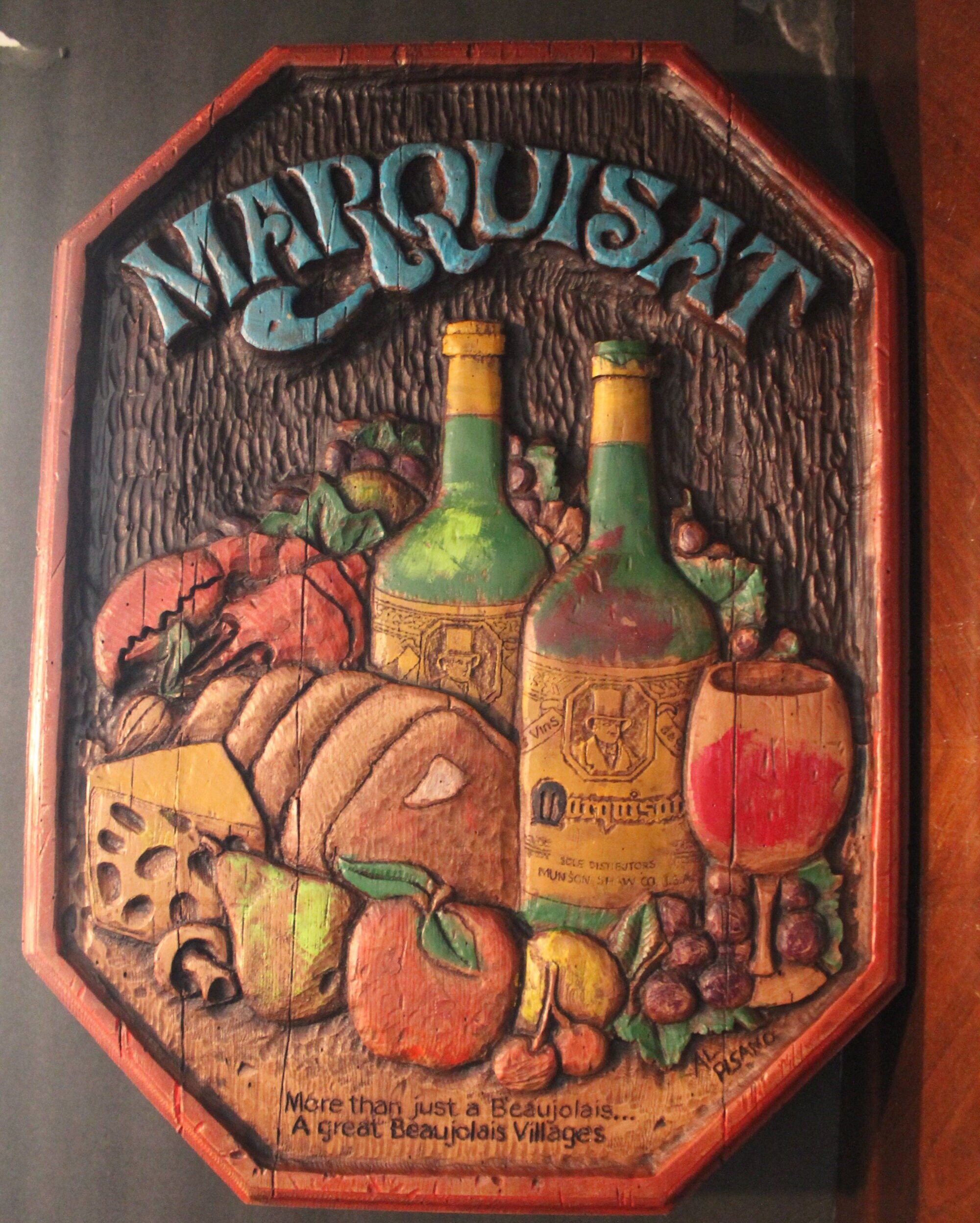 Al Pisano Vintage Carved Wood Plaque Art Etsy