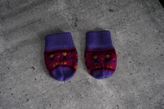 1990s | Purple Baby Mittens Gloves | Vintage 80s … - image 3