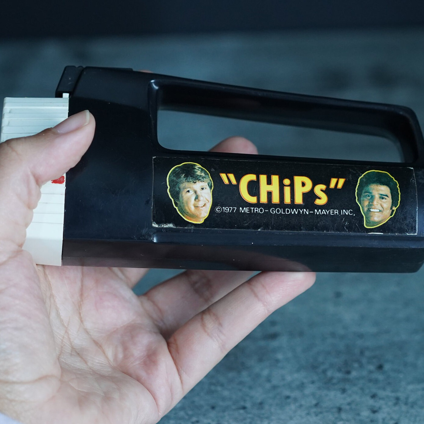 1977 Small Black chips Flashlight Vintage 70s TV Show Toys Officer