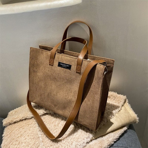Corduroy Bag Shoulder Bag Shopping Bags Travel Bag for Women Vintage Handbag Messenger Bag Canvas Crossbody Bag