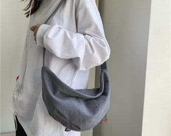 Nylon Crossbody Bag,Casual Dumpling Bag,Minimalist Women Shoulder Bag,Half Moon Unisex Bag,Daily Travel Korean Bag