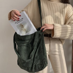 Corduroy Shoulder Bag Corduroy Purse Corduroy Tote Bag Women Messenger Bag Hip Pop Bag Cross body Bag Gift for Her image 2