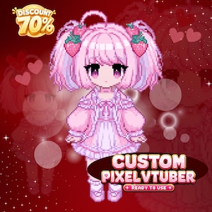 Custom VTuber Pixel Art, Anime Pixel Avatar for Streamers, Personalized VTuber Character Design, Twitch and YouTube Content Creator Branding, Chibi Pixel Commission