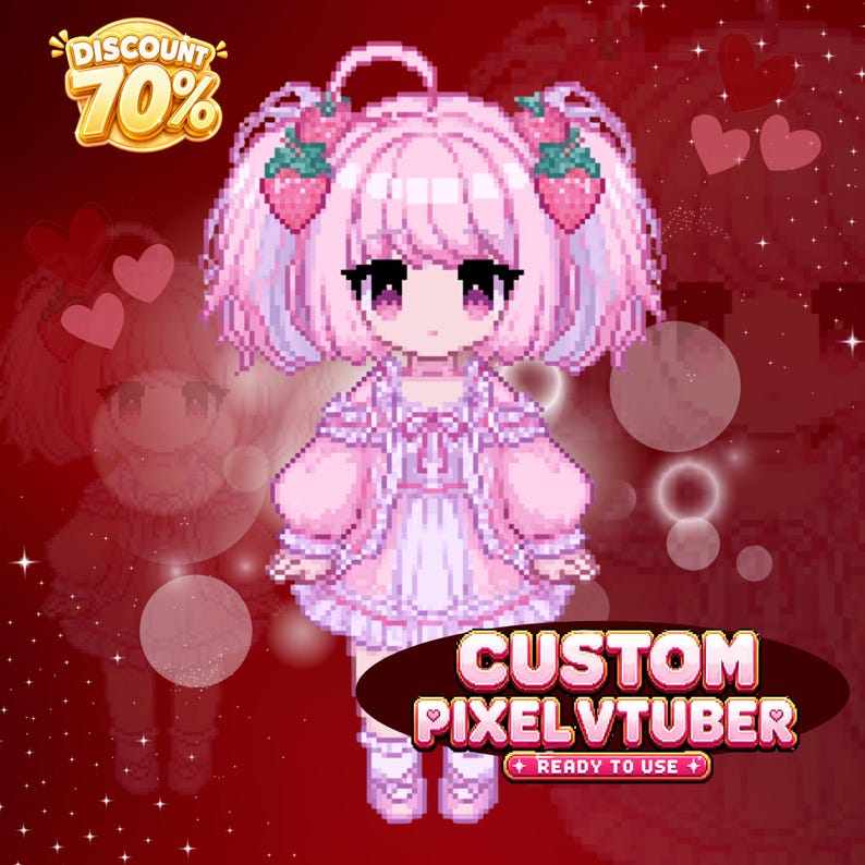 Custom VTuber Pixel Art, Anime Pixel Avatar for Streamers, Personalized VTuber Character Design, Twitch and YouTube Content Creator Branding, Chibi Pixel Commission