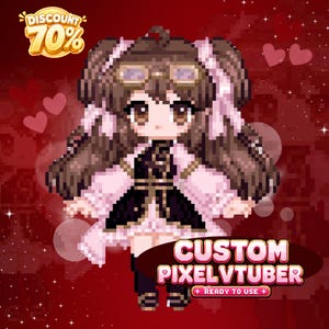 Custom VTuber Pixel Art, Anime Pixel Avatar for Streamers, Personalized VTuber Character Design, Twitch and YouTube Content Creator Branding, Chibi Pixel Commission