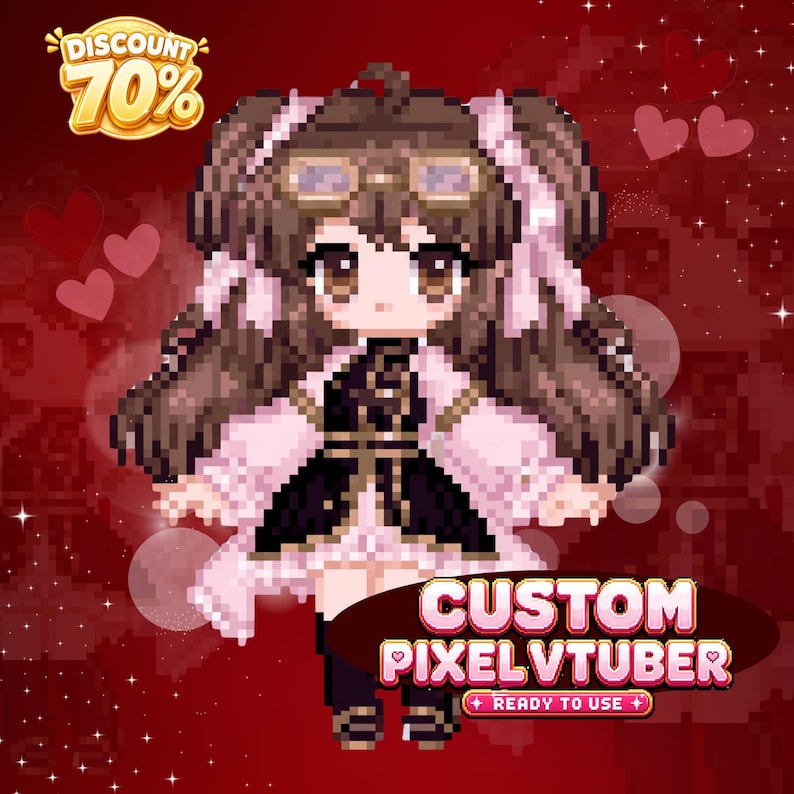 Custom VTuber Pixel Art, Anime Pixel Avatar for Streamers, Personalized VTuber Character Design, Twitch and YouTube Content Creator Branding, Chibi Pixel Commission