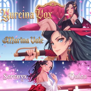Cozy anime streamer banner with enchanted forest and soft green tones, custom VTuber profile header for Twitch YouTube and X, cottagecore aesthetic digital art