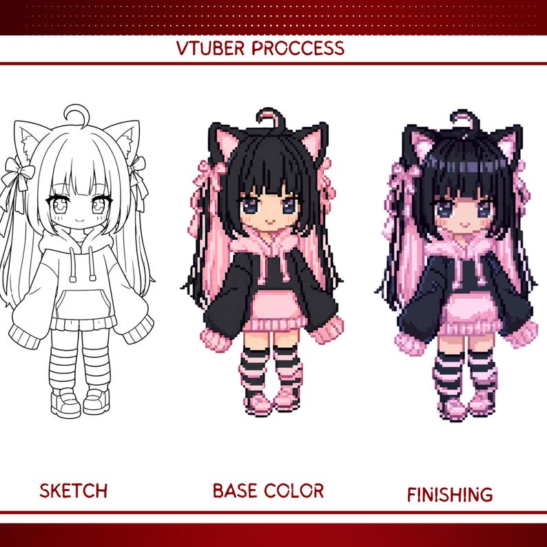 Custom VTuber Pixel Art, Anime Pixel Avatar for Streamers, Personalized VTuber Character Design, Twitch and YouTube Content Creator Branding, Chibi Pixel Commission