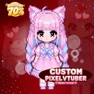 Custom VTuber Pixel Art, Anime Pixel Avatar for Streamers, Personalized VTuber Character Design, Twitch and YouTube Content Creator Branding, Chibi Pixel Commission