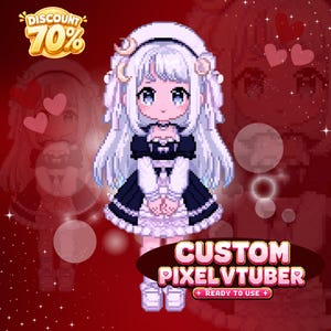 Custom VTuber Pixel Art, Anime Pixel Avatar for Streamers, Personalized VTuber Character Design, Twitch and YouTube Content Creator Branding, Chibi Pixel Commission