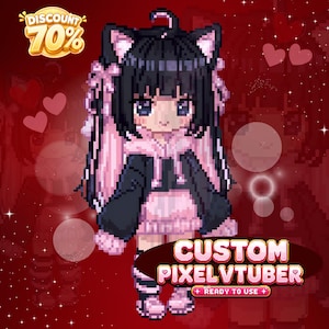 Custom VTuber Pixel Art, Anime Pixel Avatar for Streamers, Personalized VTuber Character Design, Twitch and YouTube Content Creator Branding, Chibi Pixel Commission