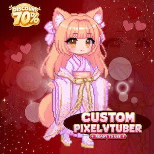 Custom VTuber Pixel Art, Anime Pixel Avatar for Streamers, Personalized VTuber Character Design, Twitch and YouTube Content Creator Branding, Chibi Pixel Commission