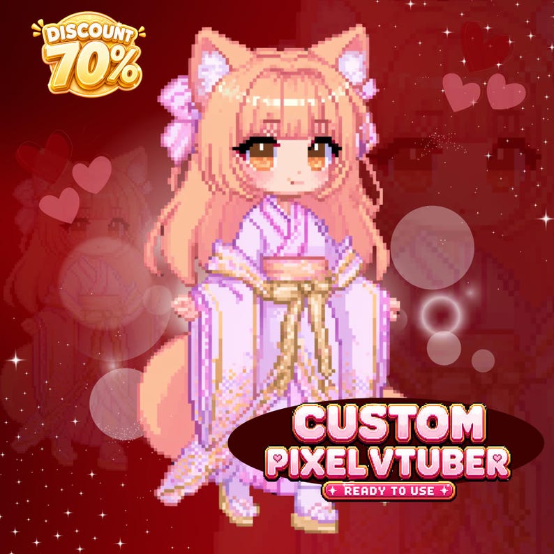 Custom VTuber Pixel Art, Anime Pixel Avatar for Streamers, Personalized VTuber Character Design, Twitch and YouTube Content Creator Branding, Chibi Pixel Commission