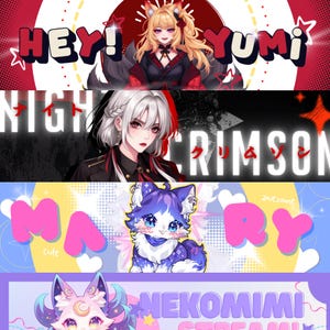 Magical girl anime banner with sparkle and wand motifs in pink and gold, custom VTuber streaming profile header for Twitch YouTube and X, fantasy digital art