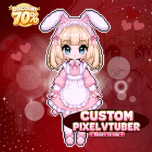 Custom VTuber Pixel Art, Anime Pixel Avatar for Streamers, Personalized VTuber Character Design, Twitch and YouTube Content Creator Branding, Chibi Pixel Commission