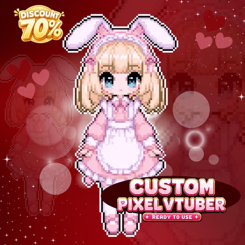 Custom VTuber Pixel Art, Anime Pixel Avatar for Streamers, Personalized VTuber Character Design, Twitch and YouTube Content Creator Branding, Chibi Pixel Commission