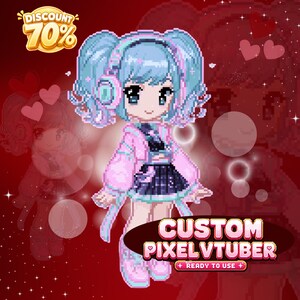 Custom VTuber Pixel Art, Anime Pixel Avatar for Streamers, Personalized VTuber Character Design, Twitch and YouTube Content Creator Branding, Chibi Pixel Commission