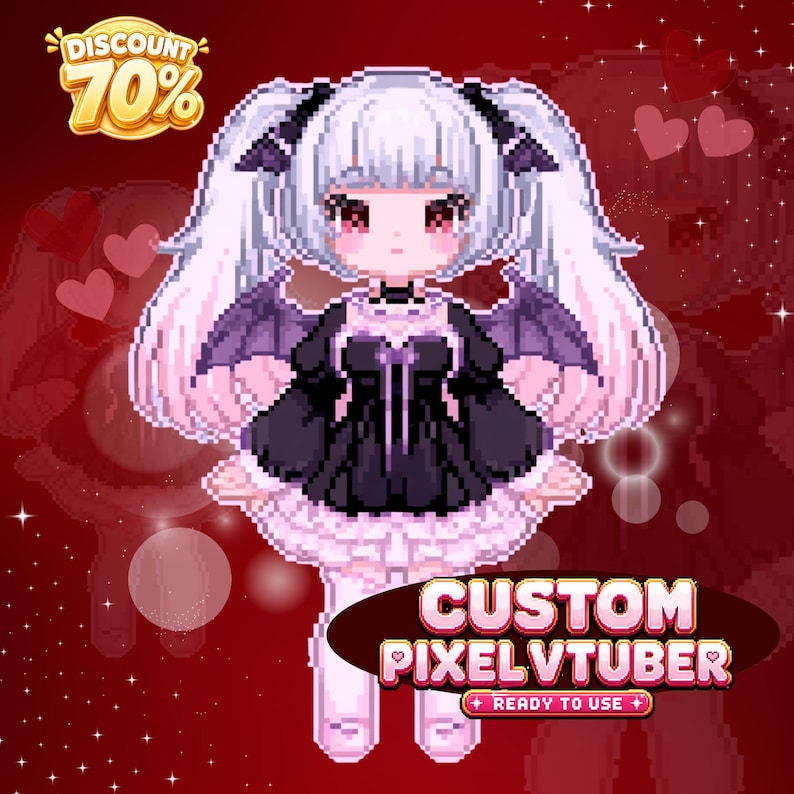 Custom VTuber Pixel Art, Anime Pixel Avatar for Streamers, Personalized VTuber Character Design, Twitch and YouTube Content Creator Branding, Chibi Pixel Commission