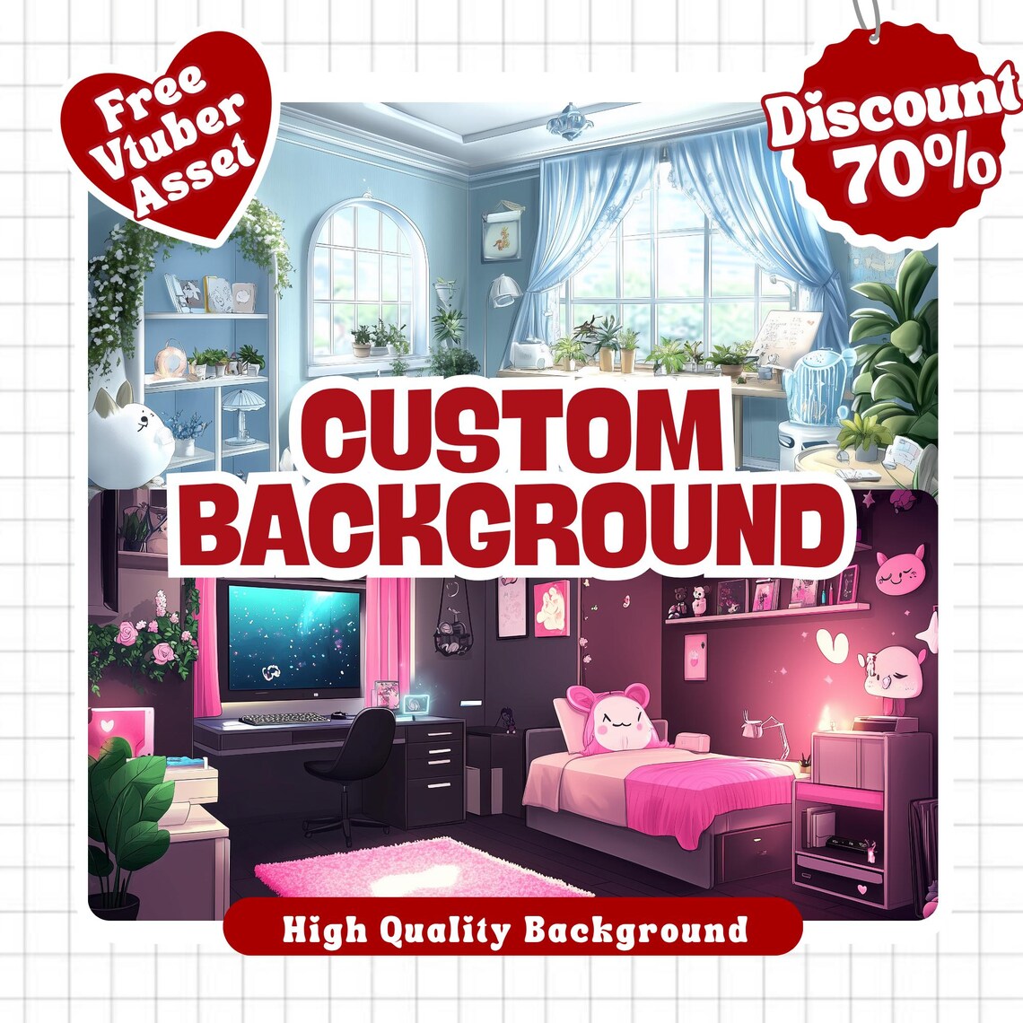 Custom Vtuber Room Background Commission | Anime Stream Overlay PNG ...