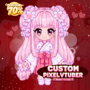 Custom VTuber Pixel Art, Anime Pixel Avatar for Streamers, Personalized VTuber Character Design, Twitch and YouTube Content Creator Branding, Chibi Pixel Commission