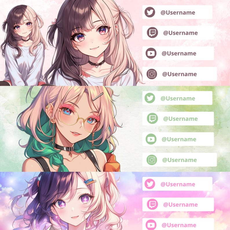 Magical girl anime banner with sparkle and wand motifs in pink and gold, custom VTuber streaming profile header for Twitch YouTube and X, fantasy digital art