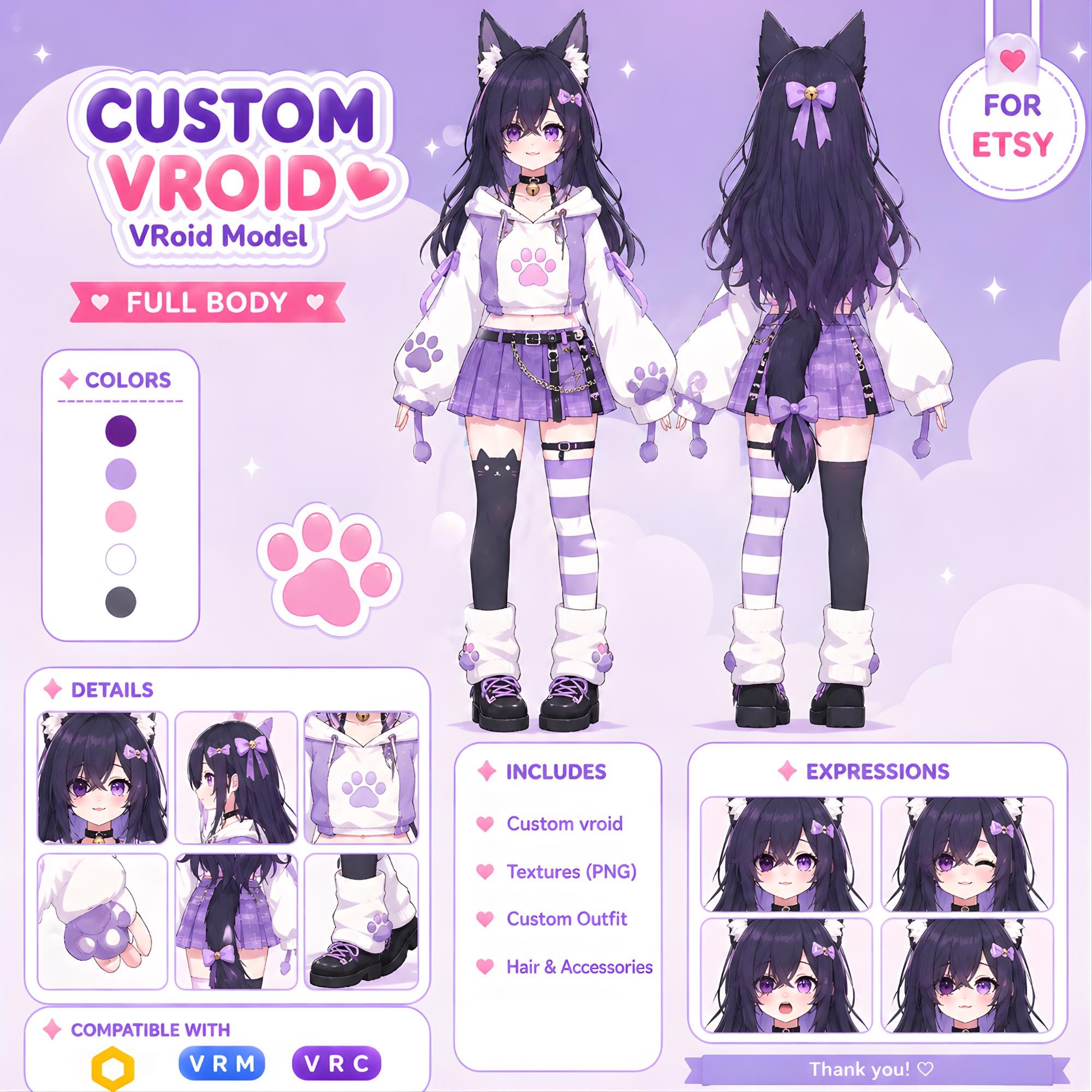 Custom Vroid Vtuber Model Commission | Vroid 3D Avatar (VRM Ready ...