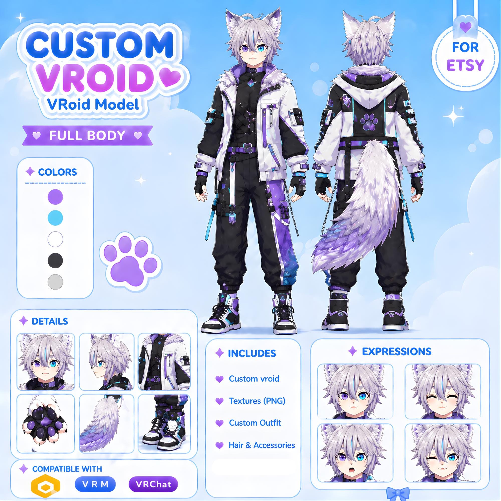 Custom Vroid Vtuber Model Commission | Vroid 3D Avatar (VRM Ready ...