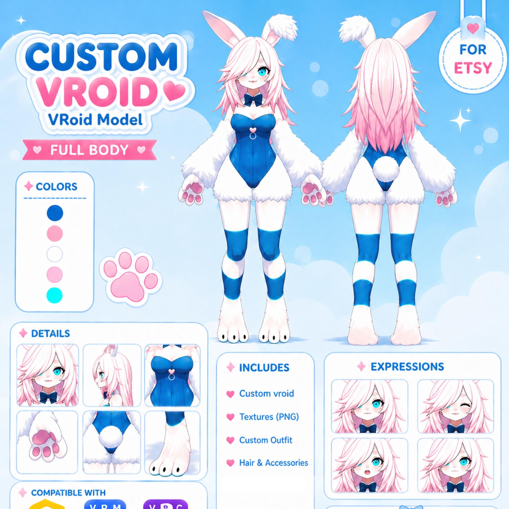 Custom Vroid Vtuber Model Commission | Vroid 3D Avatar (VRM Ready ...