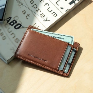 Men's Leather Card Holder, Italian Vegetable Brown Leather Wallet