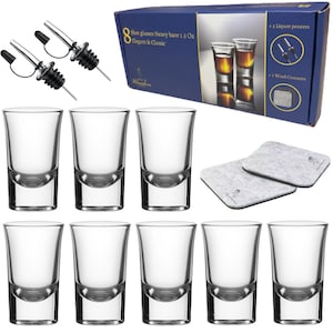 1.5 Oz Shot Glasses Set Of 8 With Heavy Base - Shot Glass Set, Weighted shotglass - For Vodka Tequila Shot Glasses Gift Box by AA Wonders