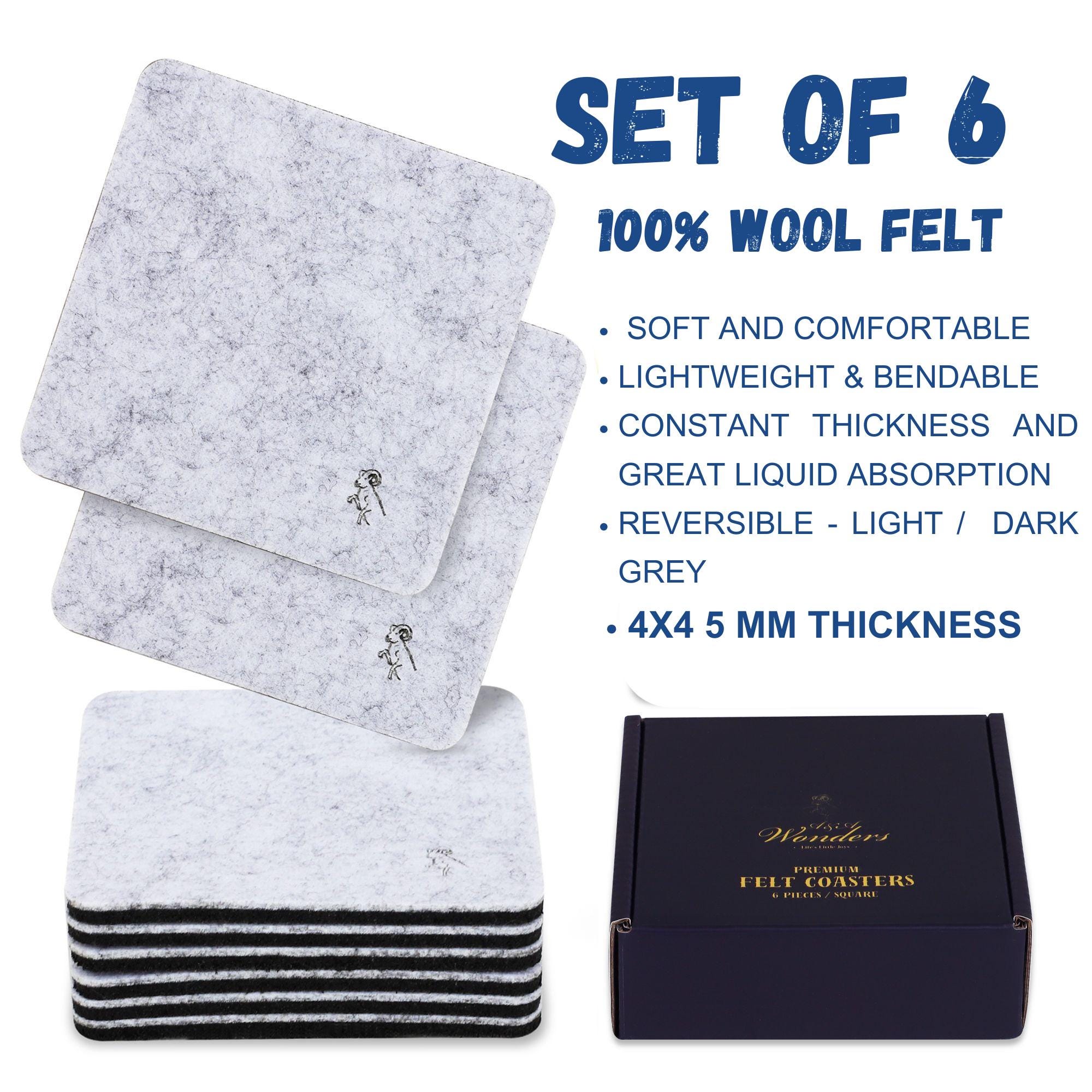 Premium Felt Coasters for Drink Set, Absorbent Felt Protects Furniture ...