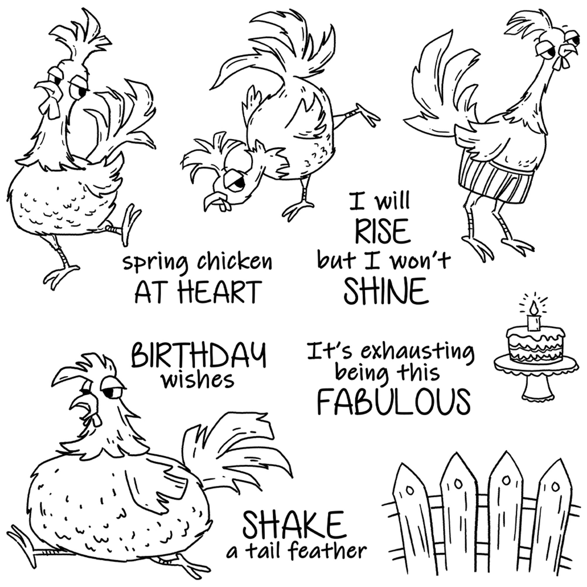Cartoon Funny Cock Chicken Stamps and Dies Set for Card Making DIY