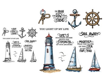 Lighthouse Sailboat Navigation Accessories Clear Stamps And Metal Cutting Dies For Card Making DIY Albums Crafts Scrapbooking Supplies Decor