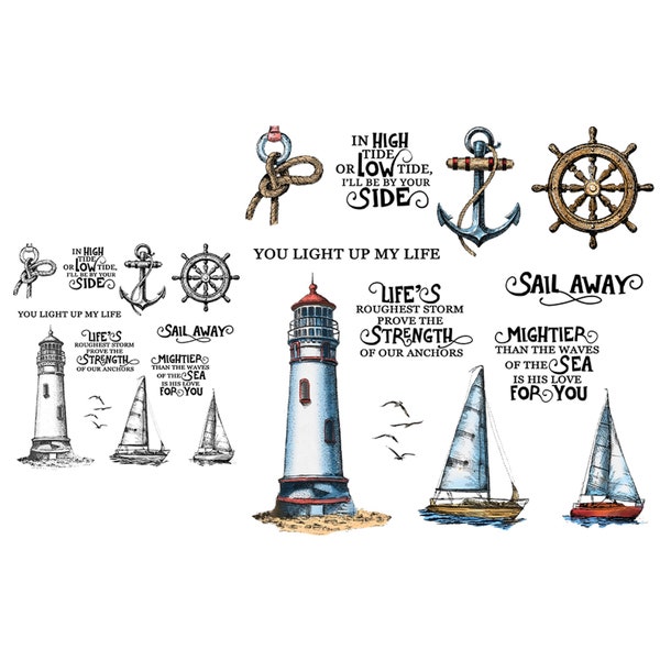 Lighthouse Sailboat Navigation Accessories Clear Stamps And Metal Cutting Dies For Card Making DIY Albums Crafts Scrapbooking Supplies Decor