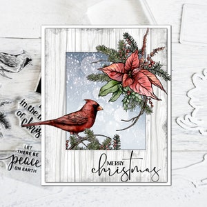Winter Bird And Leaves Christmas Cutting Dies And Clear Stamp