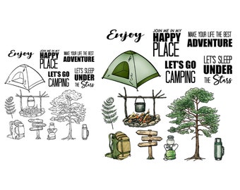Spring Day Nature Outdoor Camping Clear Stamps Dies Set For Card Making DIY Scrapbooking Silicone Stamps And Metal Cutting Dies For Albums