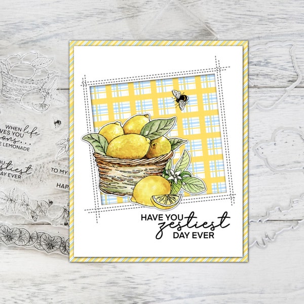 Spring Series Baskets Of Lemons And Cute Bees Clear Stamps And Cutting Dies For DIY Scrapbooking Cards Albums Crafts