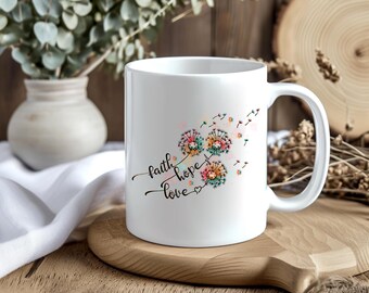 Faith Hope and Love, Bible Verse Mug, Religious Coffee Mug, Faith Mug,  Camping Mug, Camping Gift Camper Mug, Coffee Mug, Anniversary gifts