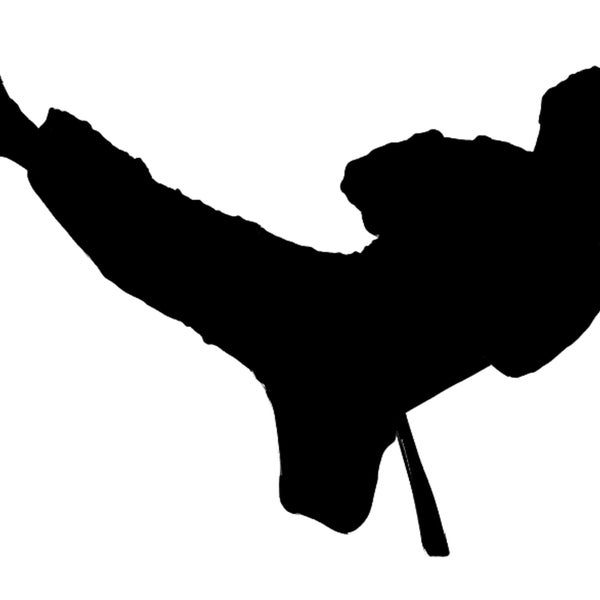 Karate Side Kick Boy Silhouette Graphic PNG and SVG Digital Download Hand drawn Clipart