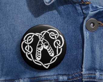 Celtic Irish Dancing Ghillies Black Pin Button