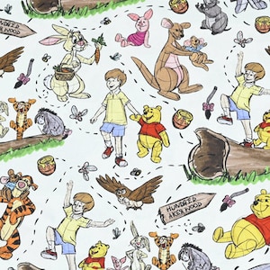 Winnie The Pooh Fabric Disney Anime Cotton Fabric By The Half Yard