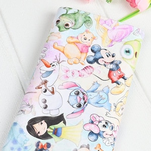 Disney Characters Fabric Mickey Mouse Princess Stitch Winnie the Pooh Fabric Anime Cotton Fabric By The Half Yard