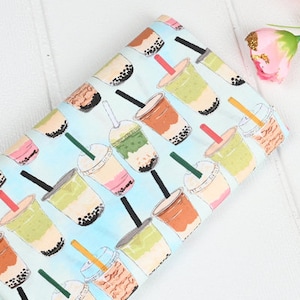 Bubble tea Fabric Cartoon Anime Cotton Fabric By The Half Yard